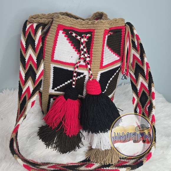 Wayuu Tribe Handbags - Wayuu Tribe Red and Black Geometric Crossbody Bag